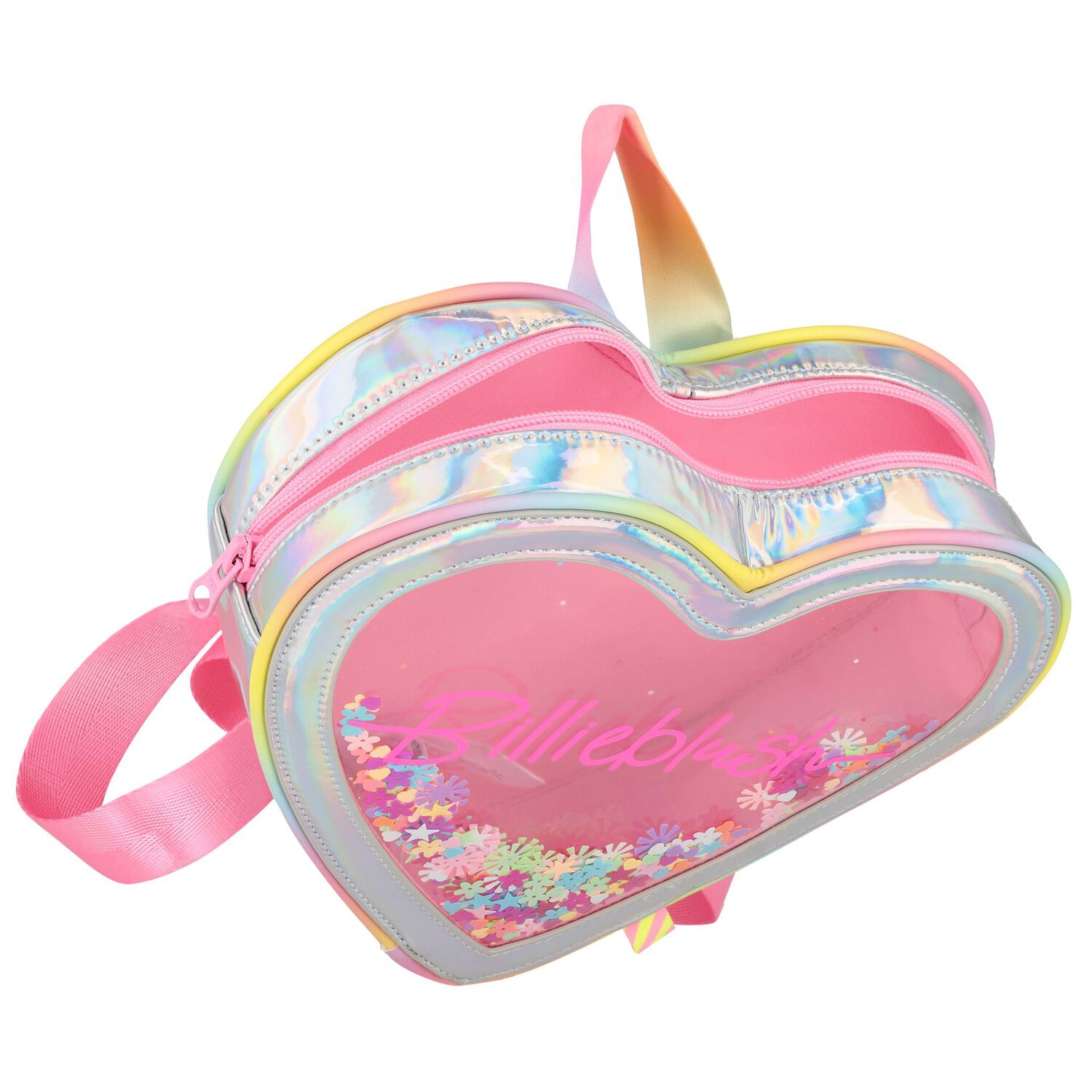 Girls Iridescent Heart Backpack, 1, hi-res