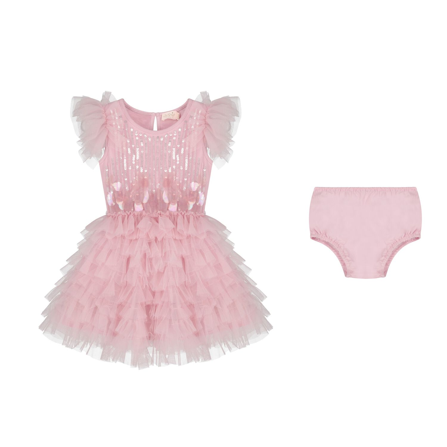Baby Girls Pink Embellished Tulle Dress Set, 1, hi-res