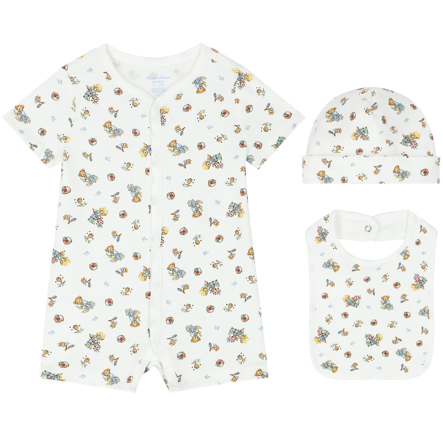 White Polo Bear Romper Gift Set, 1, hi-res