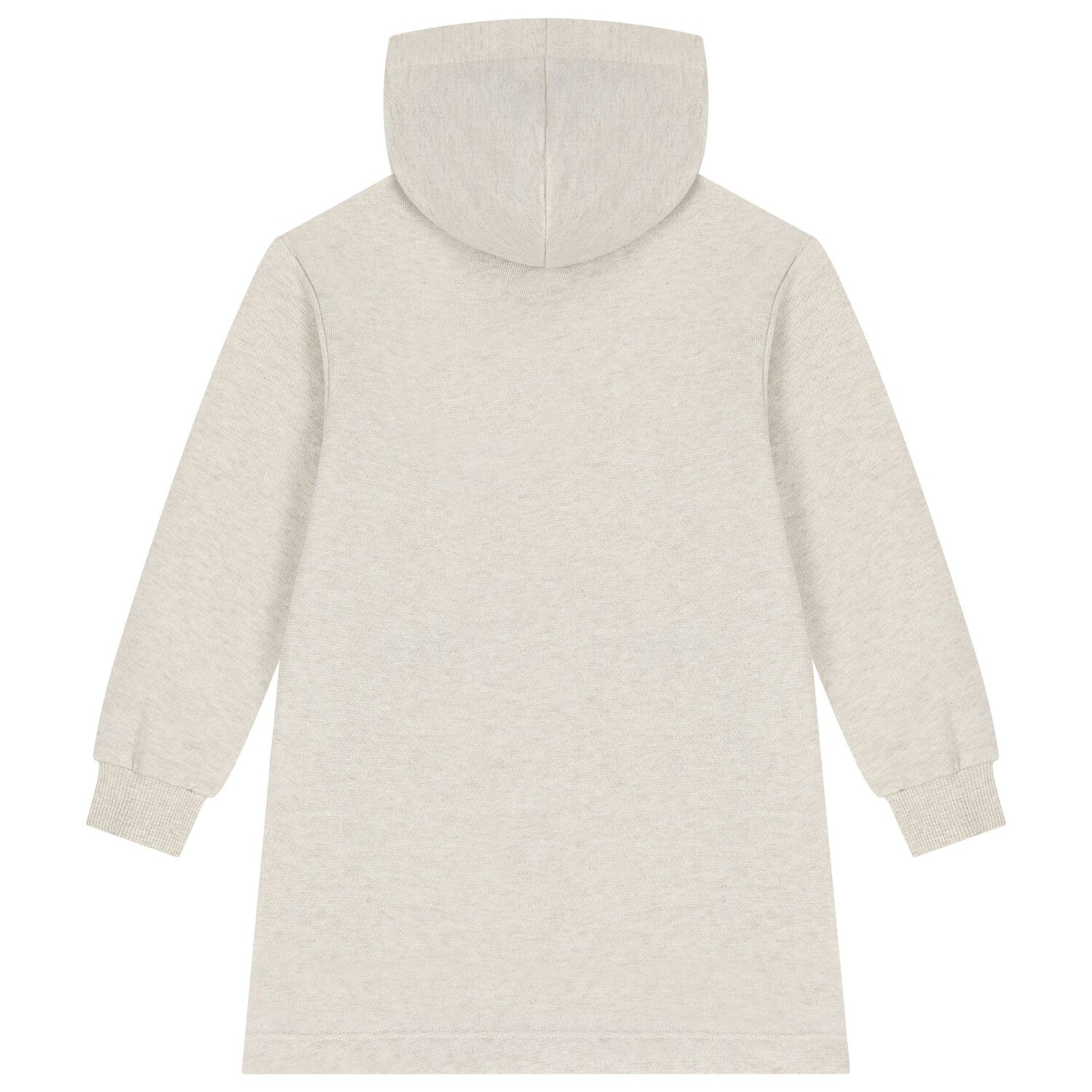 Girls Beige Hooded Sweatshirt Dress, 1, hi-res