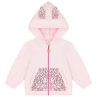 Younger Girls Pink Sequin Hooded Zip Up Top, 1, hi-res