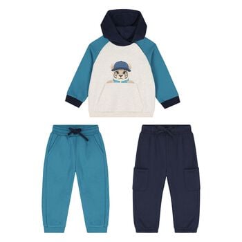 Younger Boys Blue & Beige Tiger Tracksuit Set