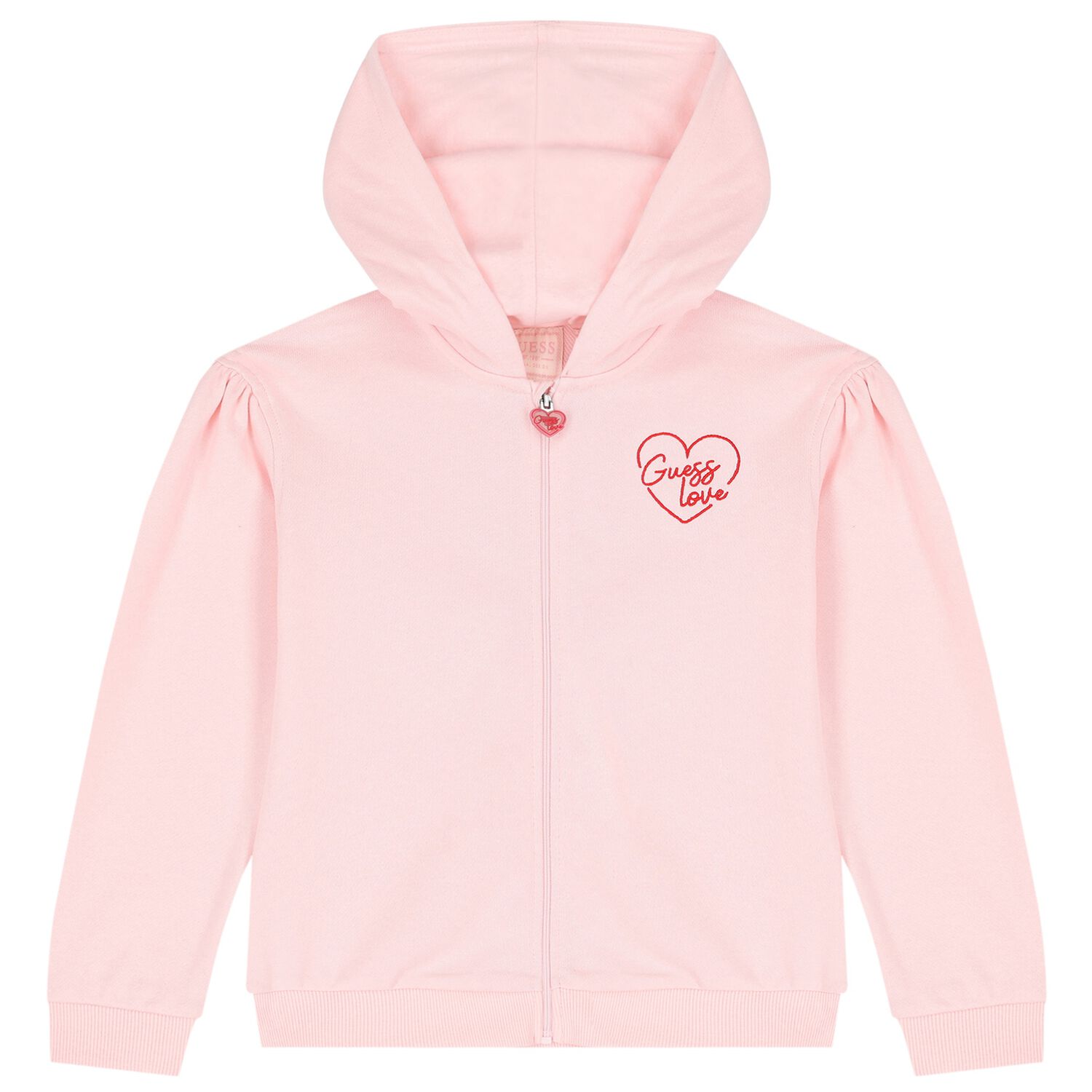 Girls Pink Logo Hooded Zip Up Top, 1, hi-res
