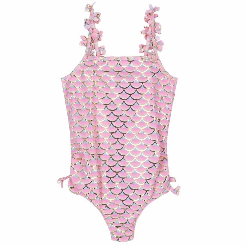 Girls Pink Mermaid Swimsuit, 1, hi-res image number null