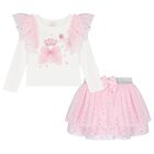 Girls Pink & Ivory Tulle Fairy Wings Skirt Set, 1, hi-res