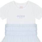 Girls White & Blue Logo Tulle Dress, 1, hi-res