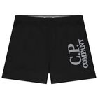 Boys Black Logo Swim Shorts, 1, hi-res