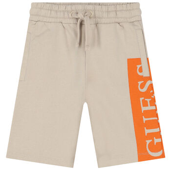 Boys Beige Logo Shorts