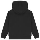 Boys Black Logo Hooded Zip Up Top, 1, hi-res