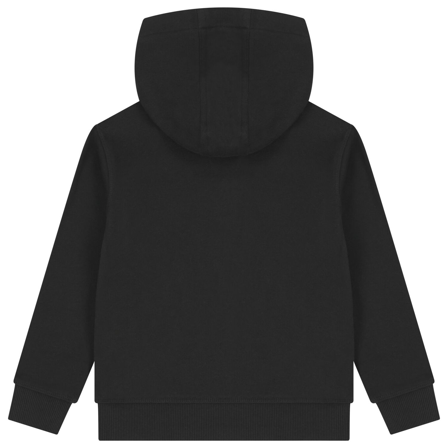 Boys Black Logo Hooded Zip Up Top, 1, hi-res