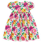 Girls Ivory Floral Dress, 1, hi-res