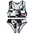 Girls Black & White Logo Bikini, 1, hi-res