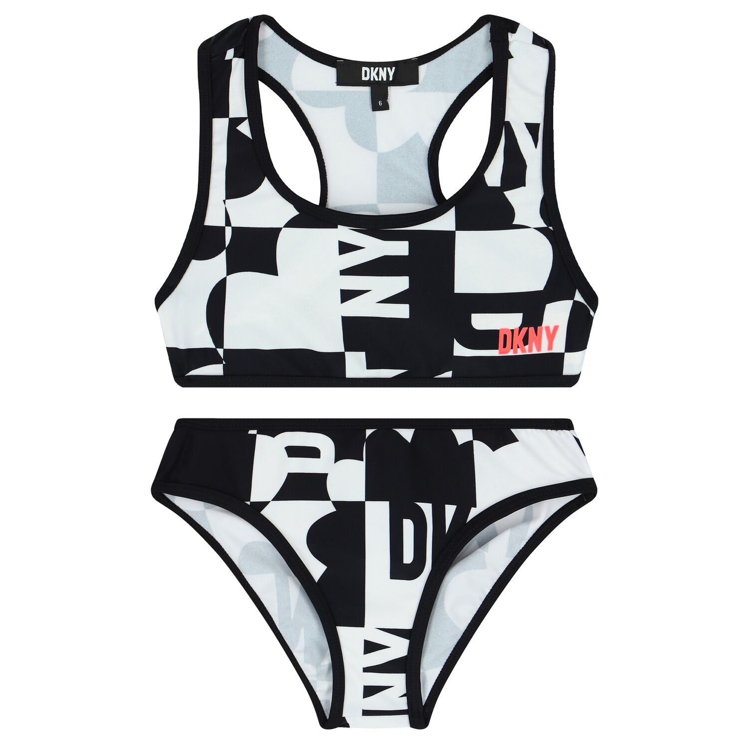 Girls Black & White Logo Bikini, 1, hi-res