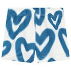 Girls Blue & White Heart Print Shorts, 1, hi-res
