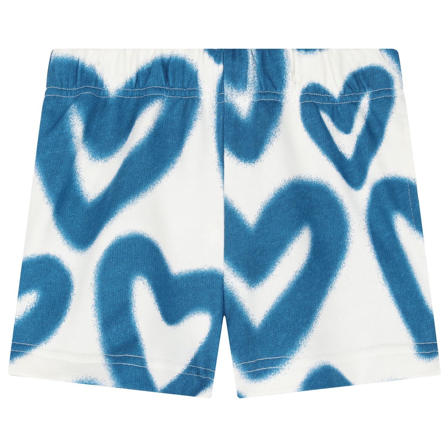 Girls Blue & White Heart Print Shorts, 1, hi-res image number null