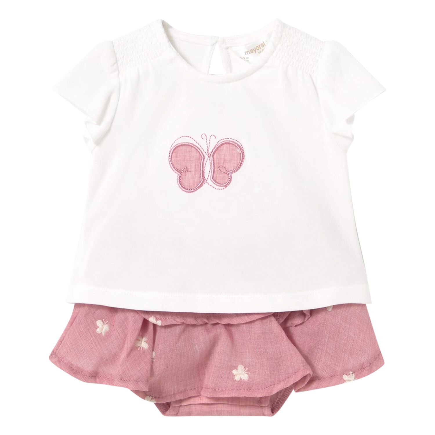 Baby Girls Pink Butterfly Skirt Set, 1, hi-res