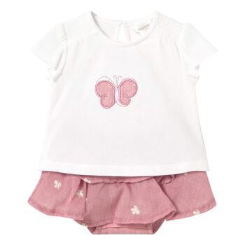 Baby Girls Pink Butterfly Skirt Set