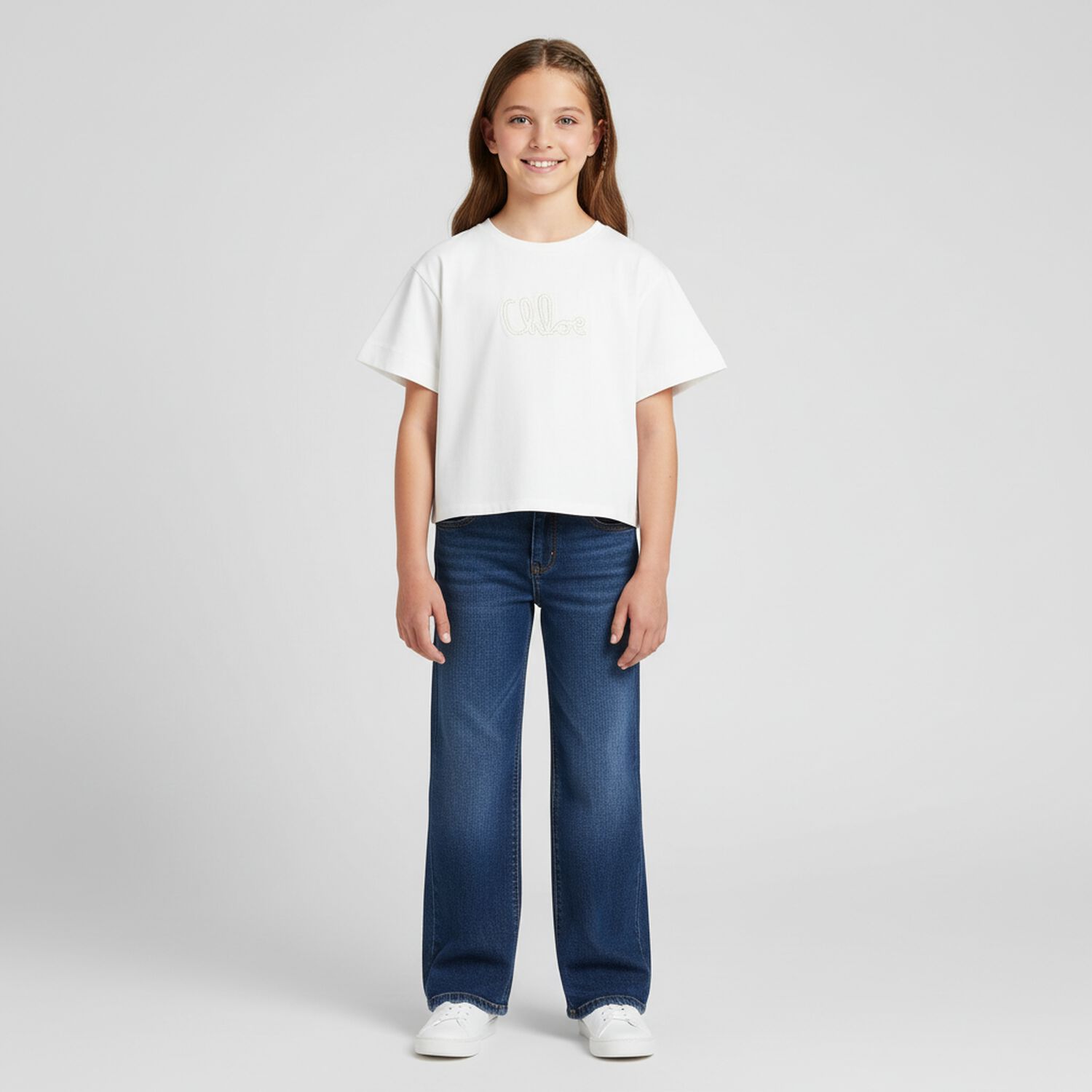 Girls Ivory Logo T-Shirt, 1, hi-res