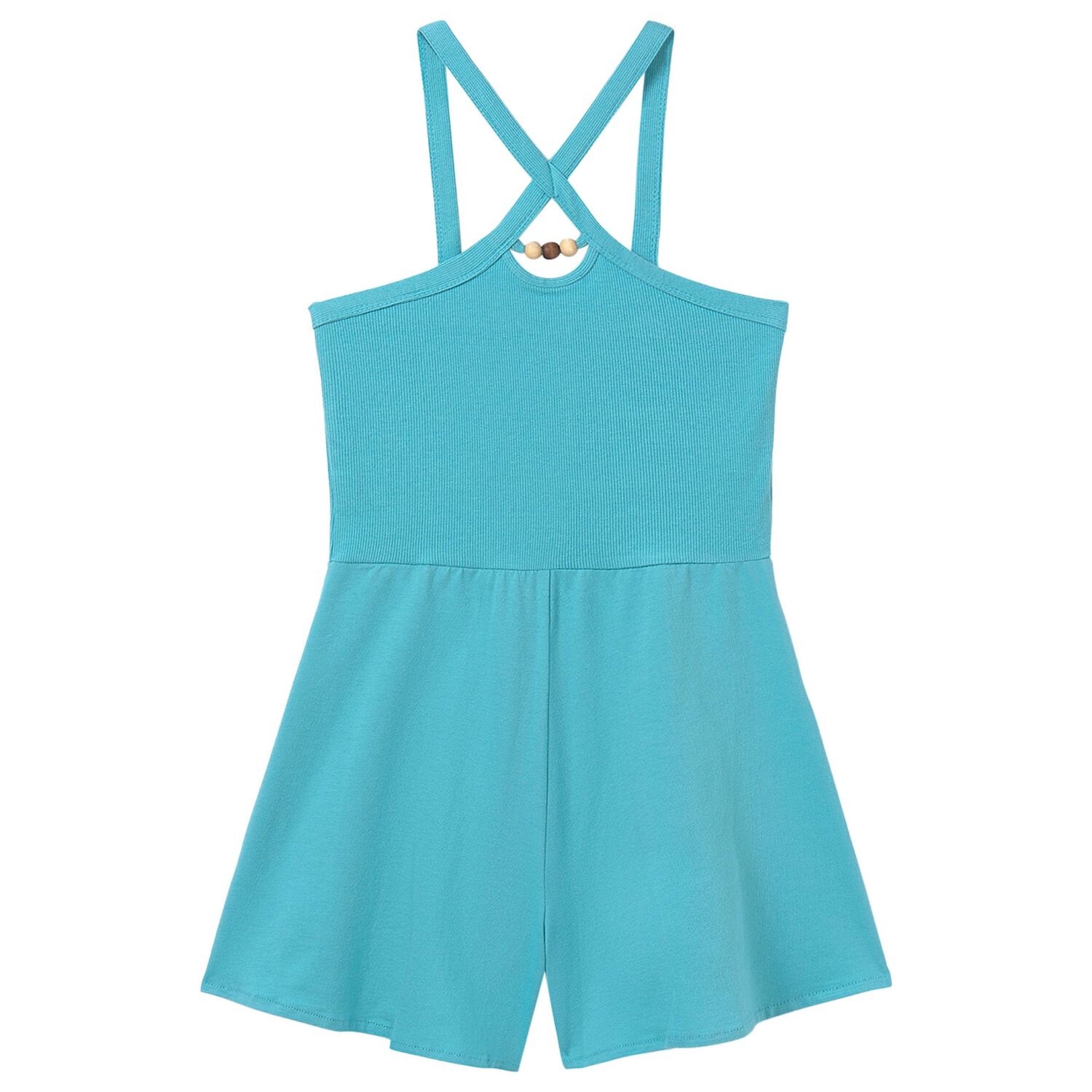 Girls Blue Criss Cross Strap Playsuit, 1, hi-res image number null