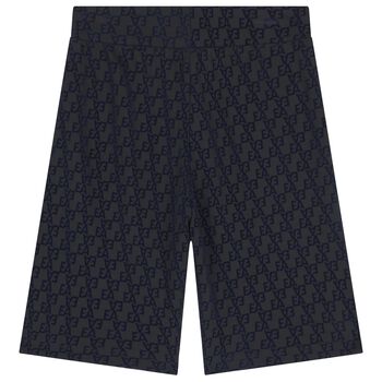 Boys Black & Navy Blue Logo Shorts