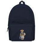 Boys Navy Blue Canvas Polo Bear Backpack ( 44cm ), 1, hi-res