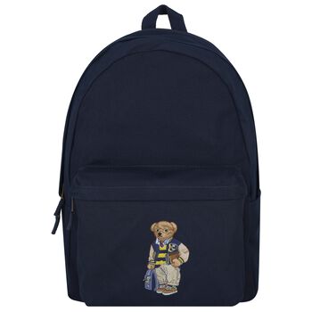 Boys Navy Blue Canvas Polo Bear Backpack ( 44cm )