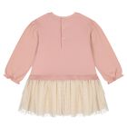 Younger Girls Pink & Beige Tulle Dress, 1, hi-res