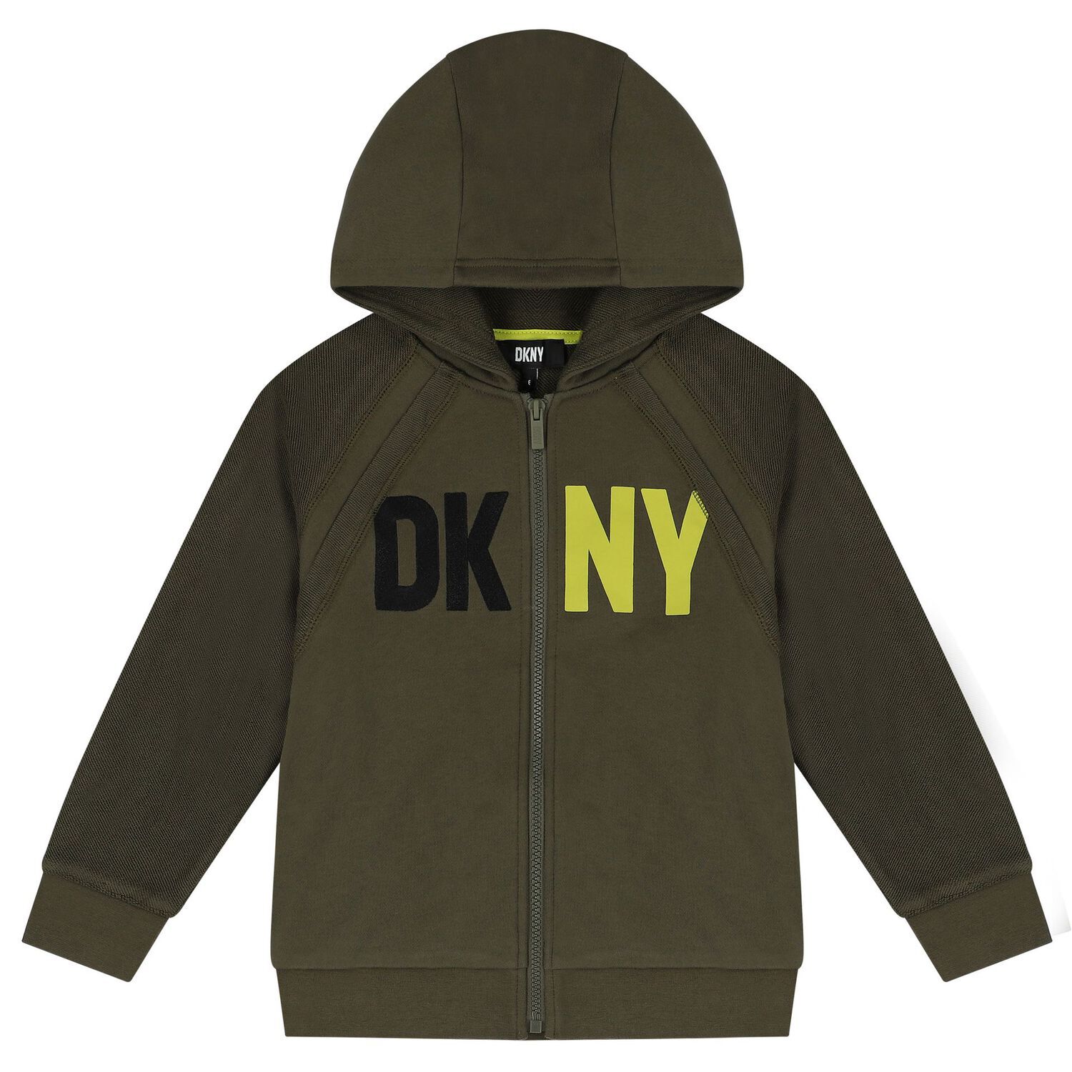 Boys Khaki Logo Hooded Zip Up Top, 2, hi-res