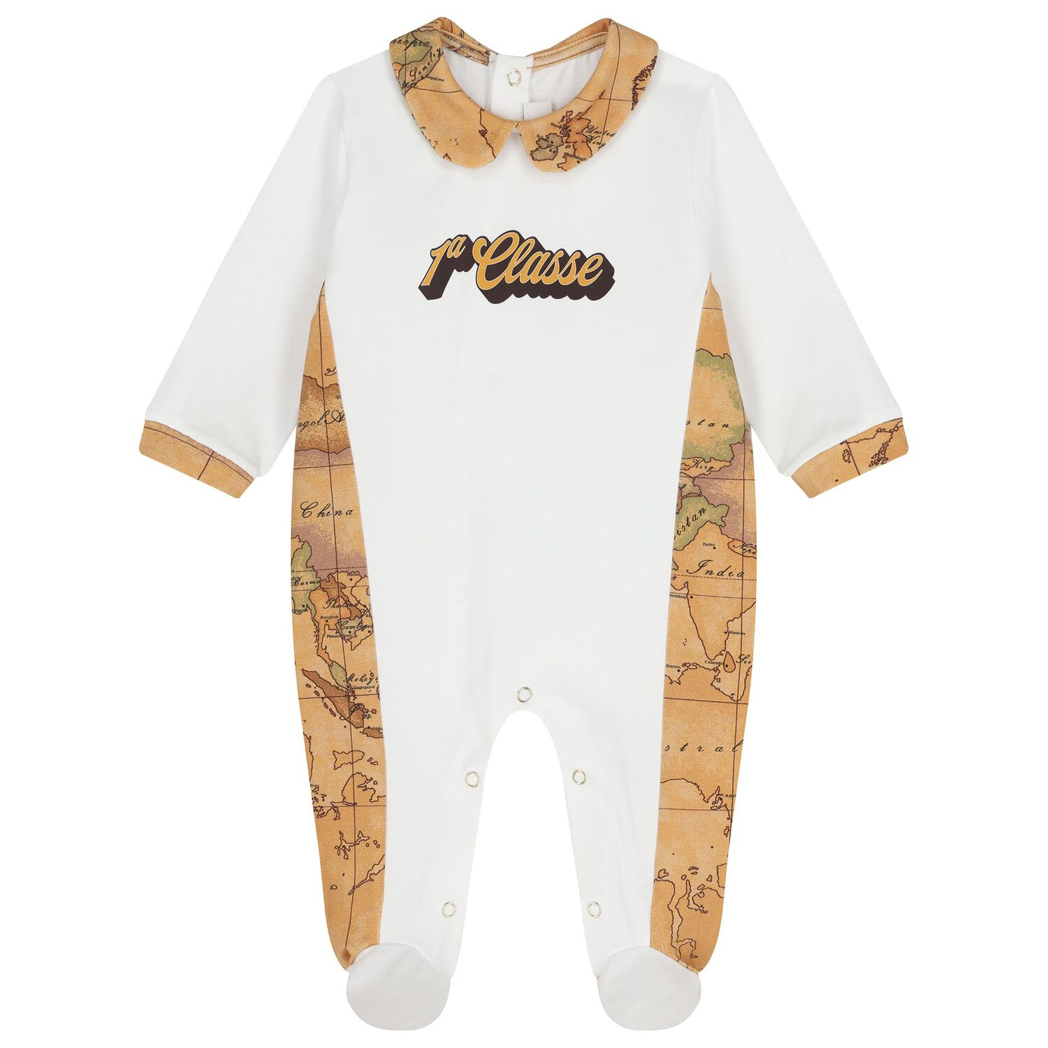 White & Beige Geo Map Babygrow Set, 2, hi-res
