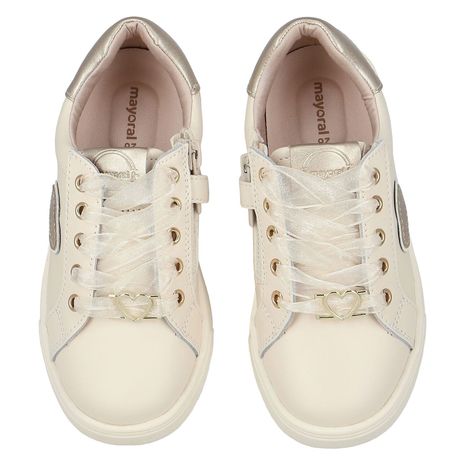 Girls Ivory Heart Trainers, 1, hi-res