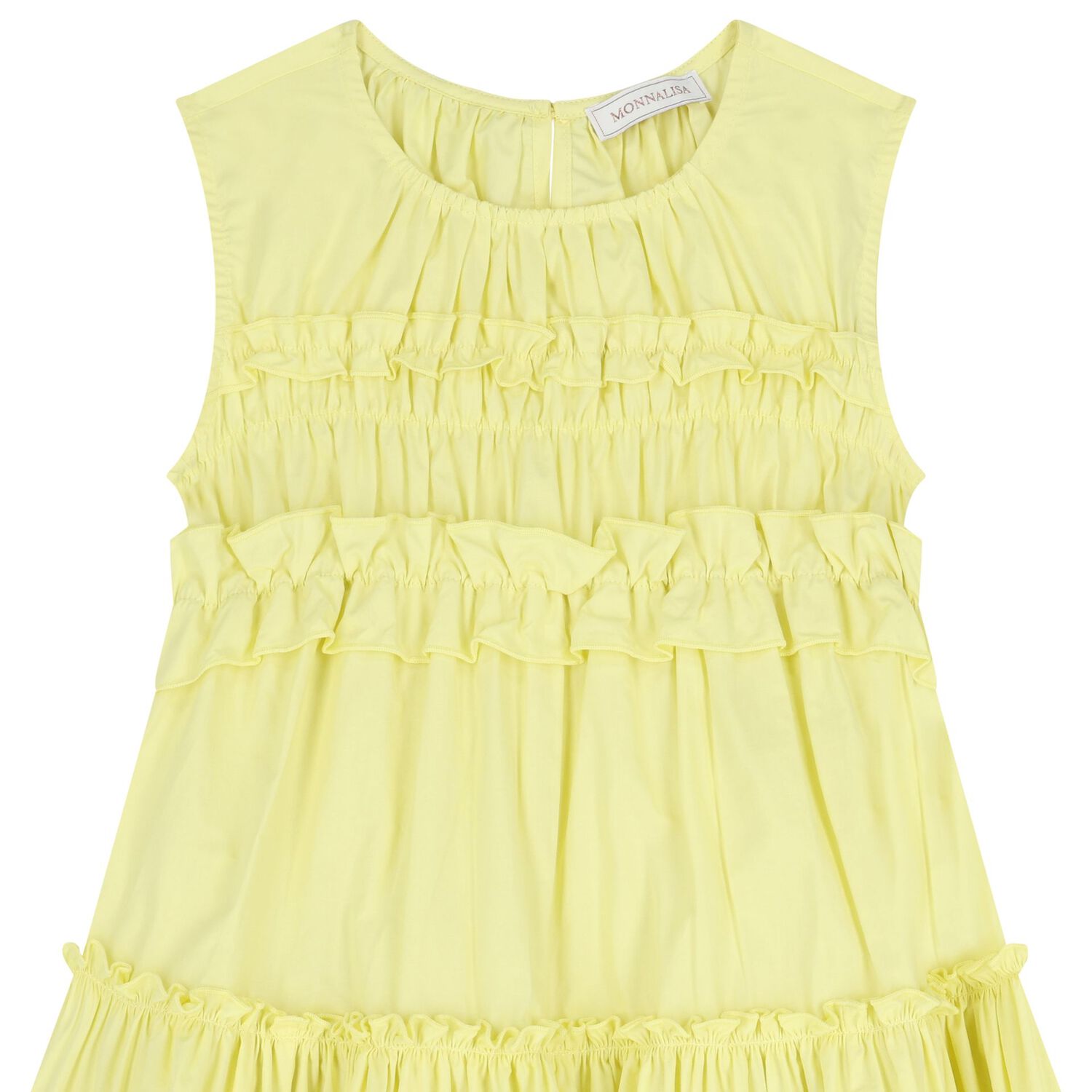 Girls Yellow Poplin Ruffle Dress, 2, hi-res