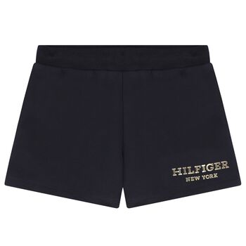 Girls Navy Blue Logo Shorts