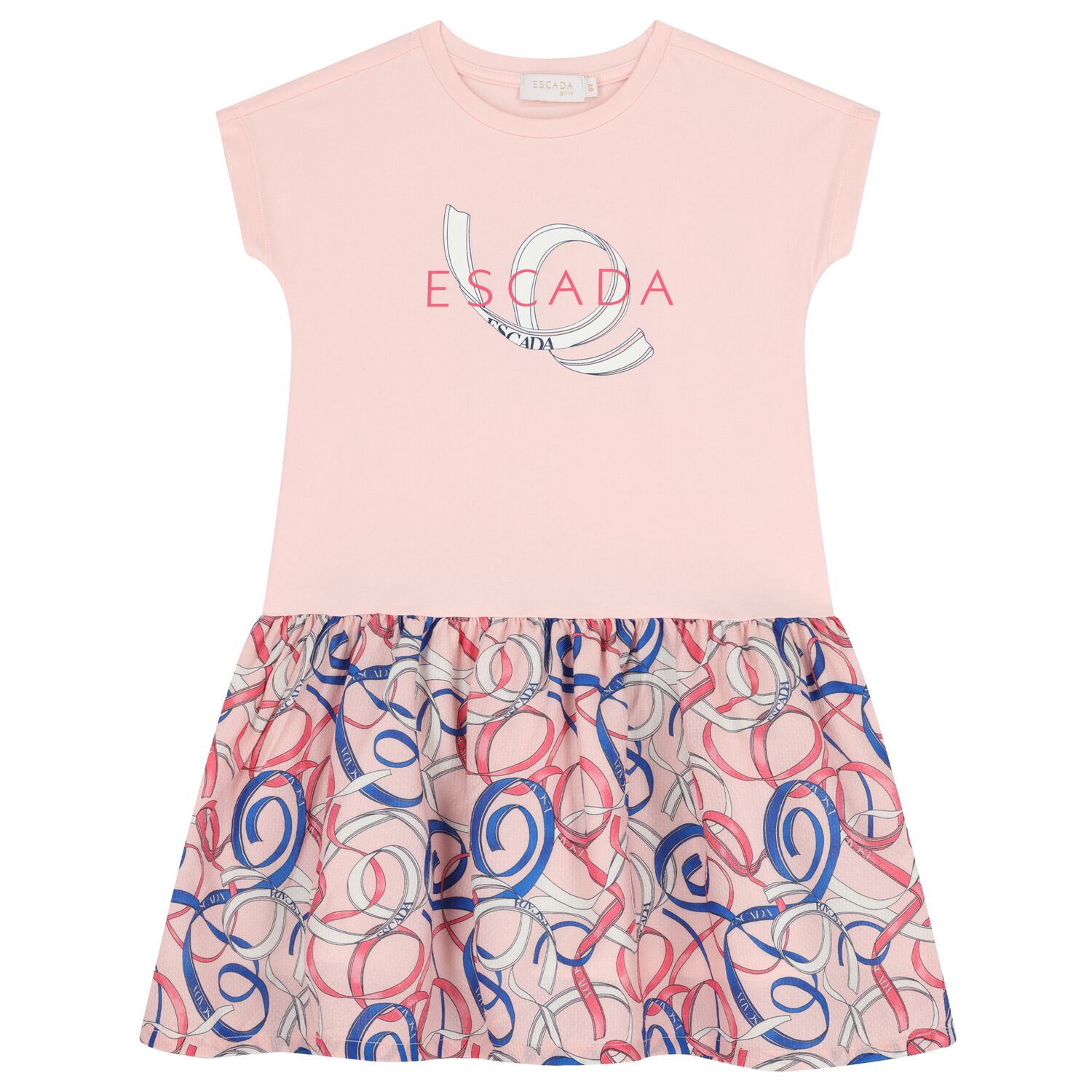 Girls Pink Ribbon Logo Dress, 2, hi-res