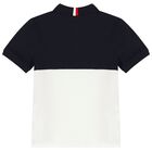 Boys Navy Blue, Red & White Logo Polo Shirt, 1, hi-res