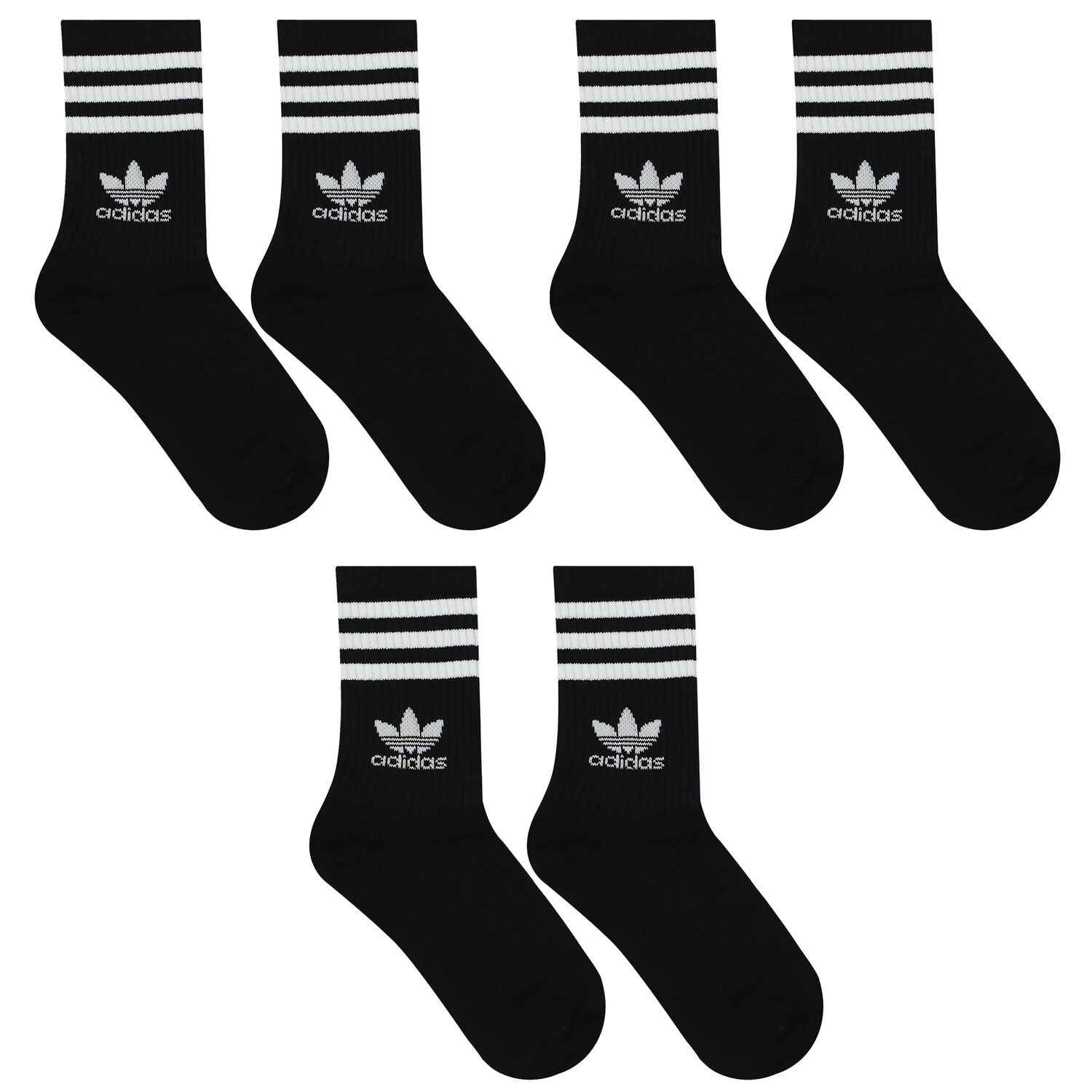 Black Logo Crew Socks ( 3-Pack ), 2, hi-res