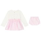 Baby Girls Ivory & Pink Medusa Logo Dress Set, 1, hi-res