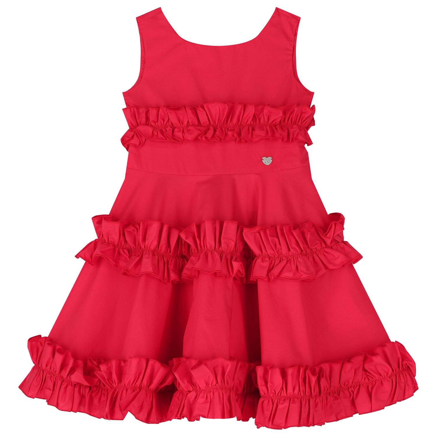 Girls Red Ruffled Dress, 1, hi-res
