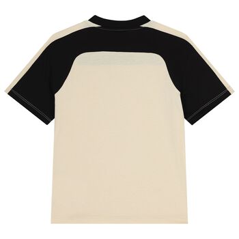 Boys Beige & Black Logo T-Shirt