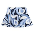 Girls White & Blue Logo Swirl Skirt Set, 1, hi-res