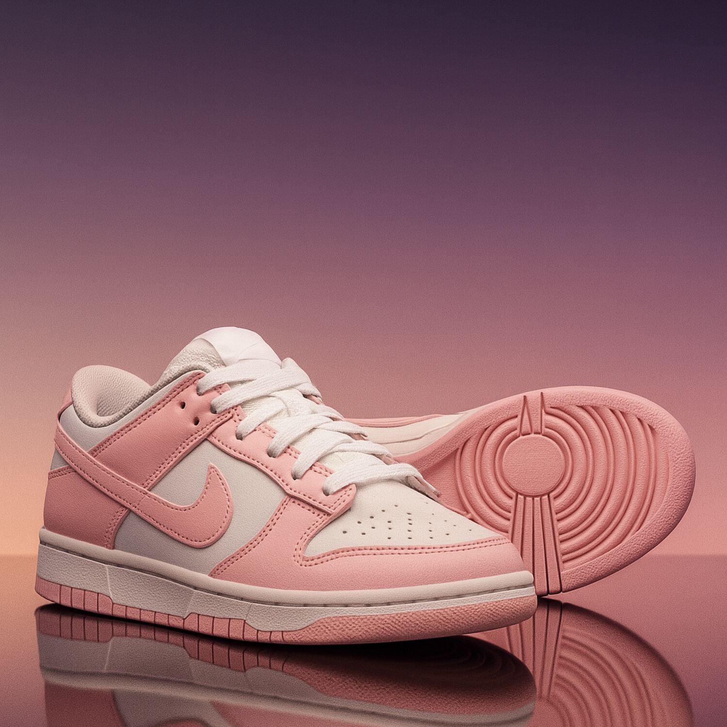 Girls Pink & White Dunk Low Trainers, 2, hi-res image number null
