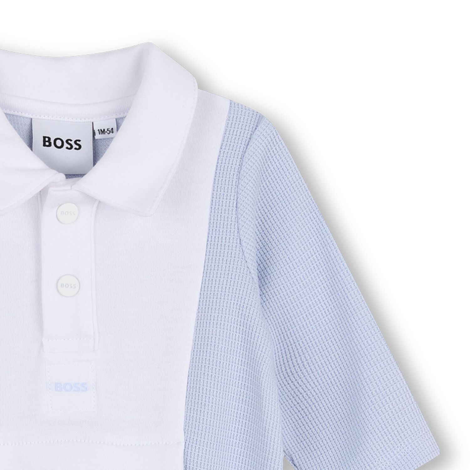 Baby Boys Blue & White Polo Babygrow, 1, hi-res