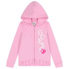 Girls Pink Logo Hooded Zip Up Top, 1, hi-res