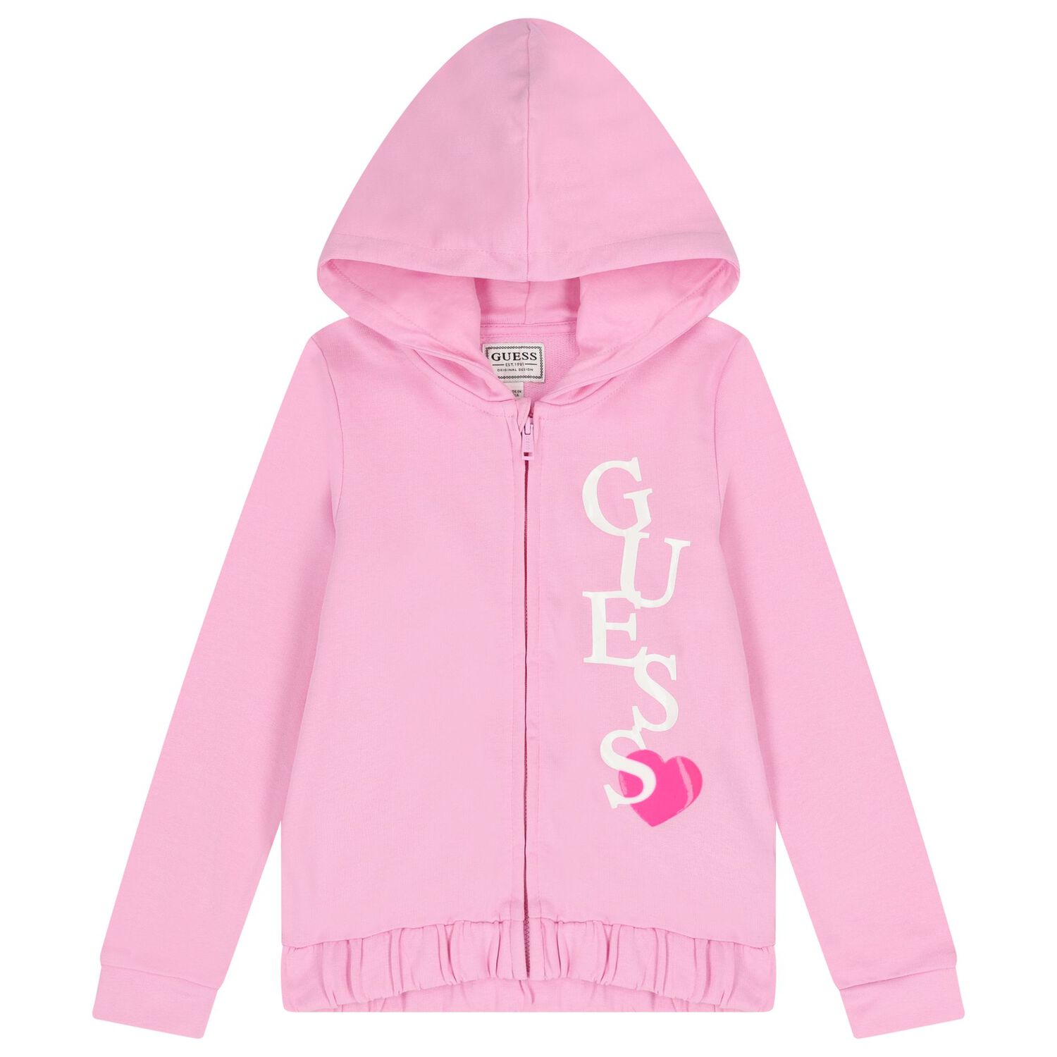 Girls Pink Logo Hooded Zip Up Top, 1, hi-res