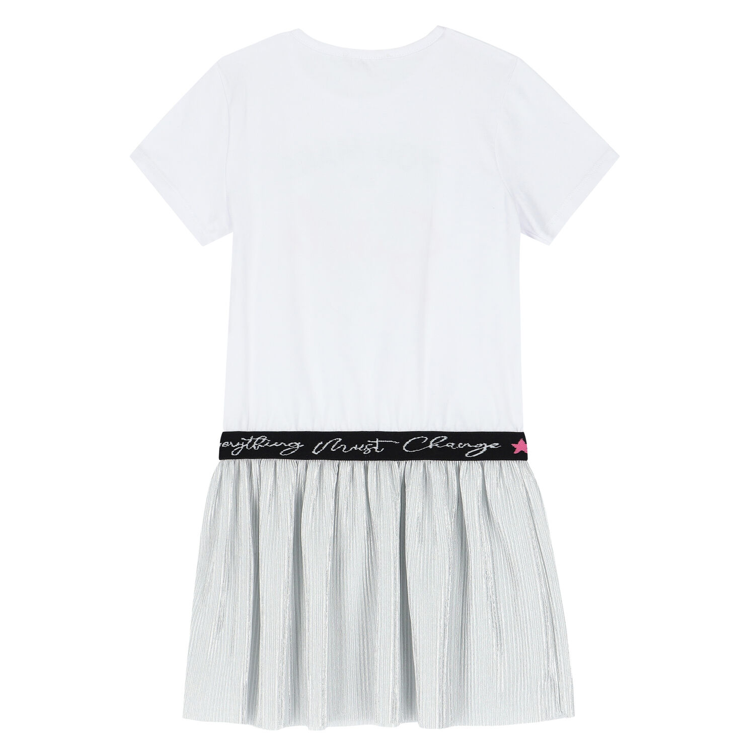 Girls White & Silver Heart Dress, 1, hi-res