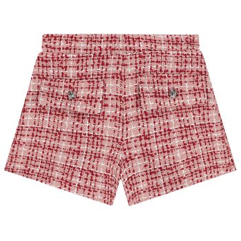 Girls Pink & Red Tweed Shorts
