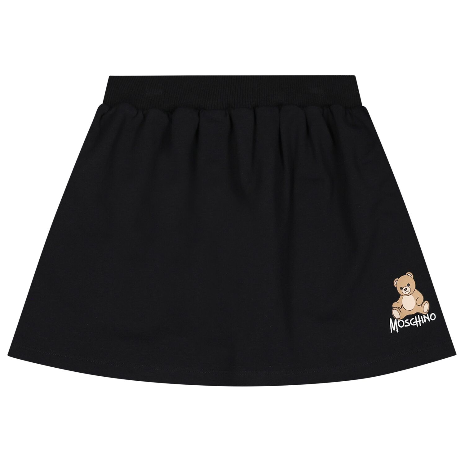 Girls Black Teddy Bear Logo Skirt, 2, hi-res