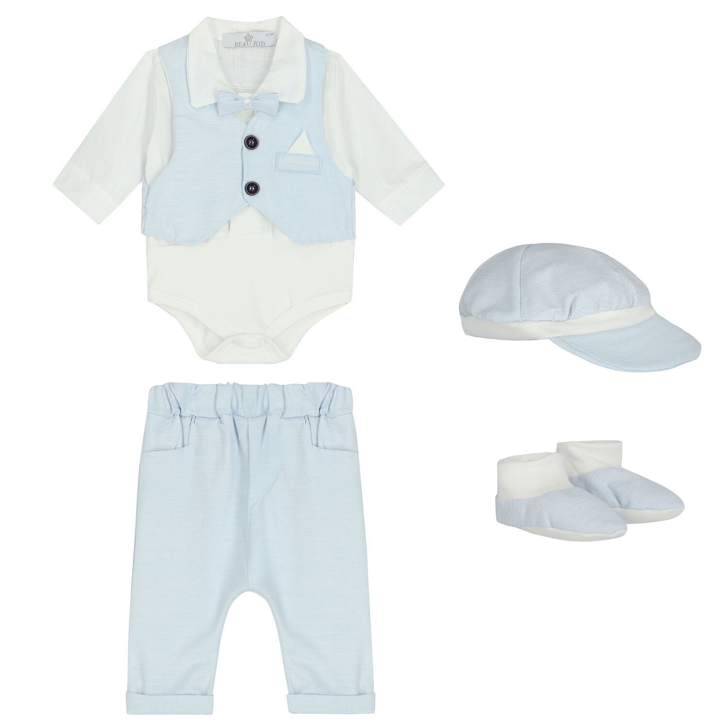 Baby Boys Blue & White Gift Set, 1, hi-res