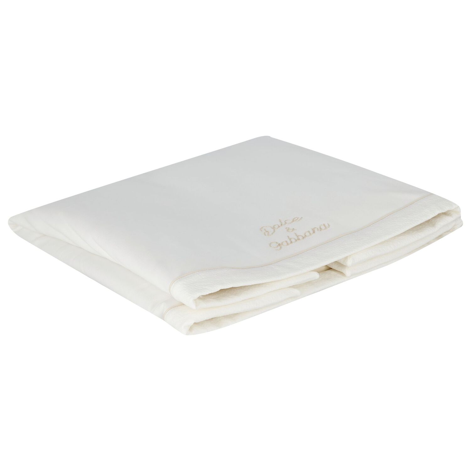 White & Beige Embroidered Logo Blanket, 1, hi-res