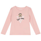 Girls Pink Logo Long Sleeve Top, 1, hi-res