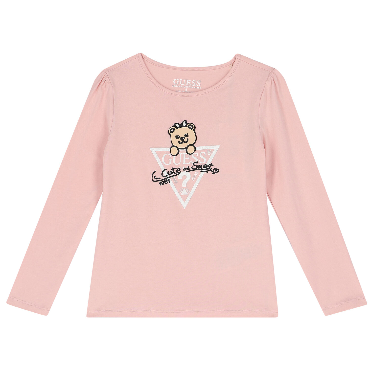 Girls Pink Logo Long Sleeve Top, 1, hi-res